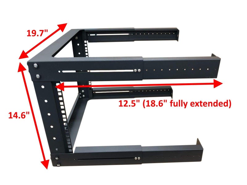 Kenuco 6U Adjustable Depth Wall Mount Open Frame Steel Network Equipment Rack 17.75 Inch Deep - Image 3